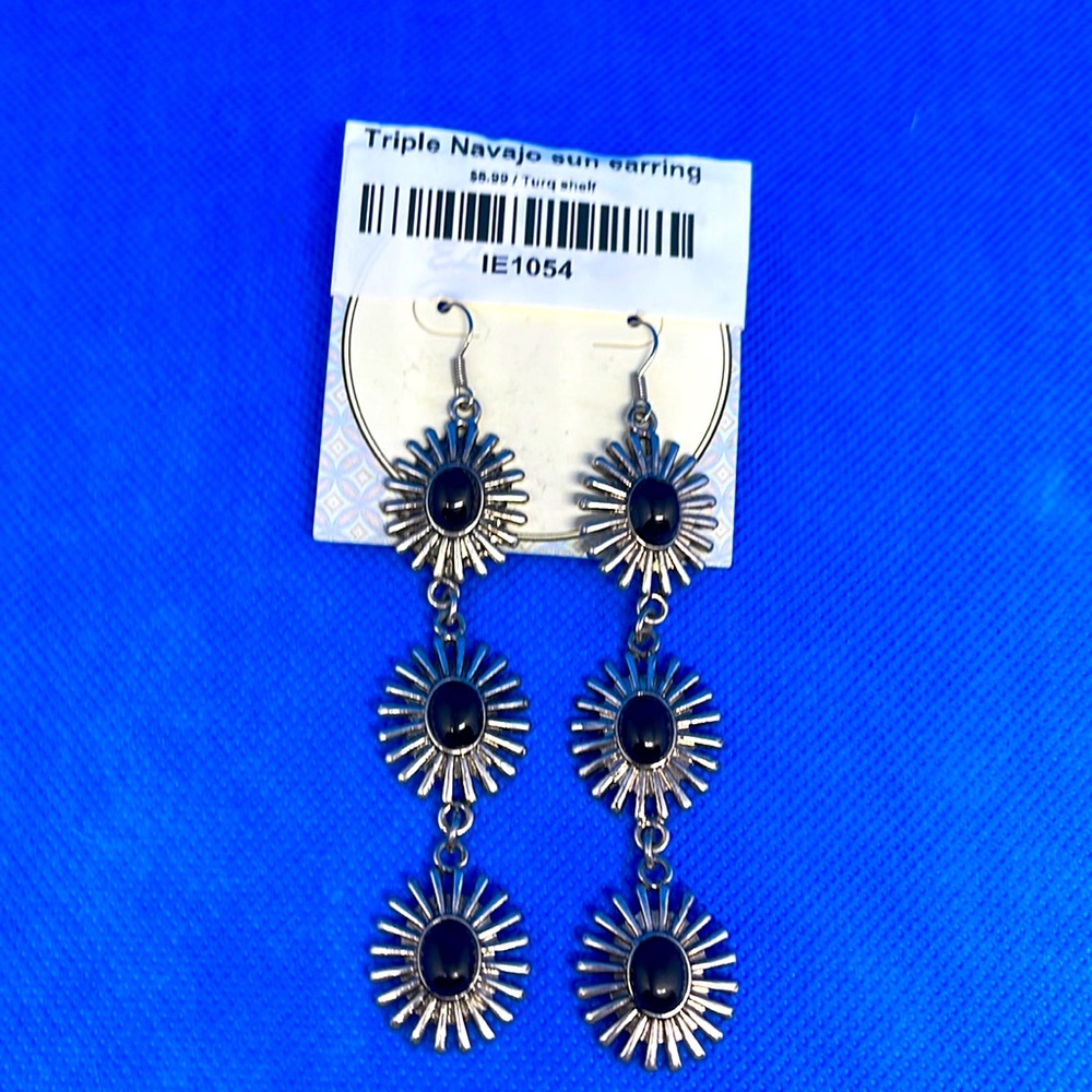 Black stone silver earrings